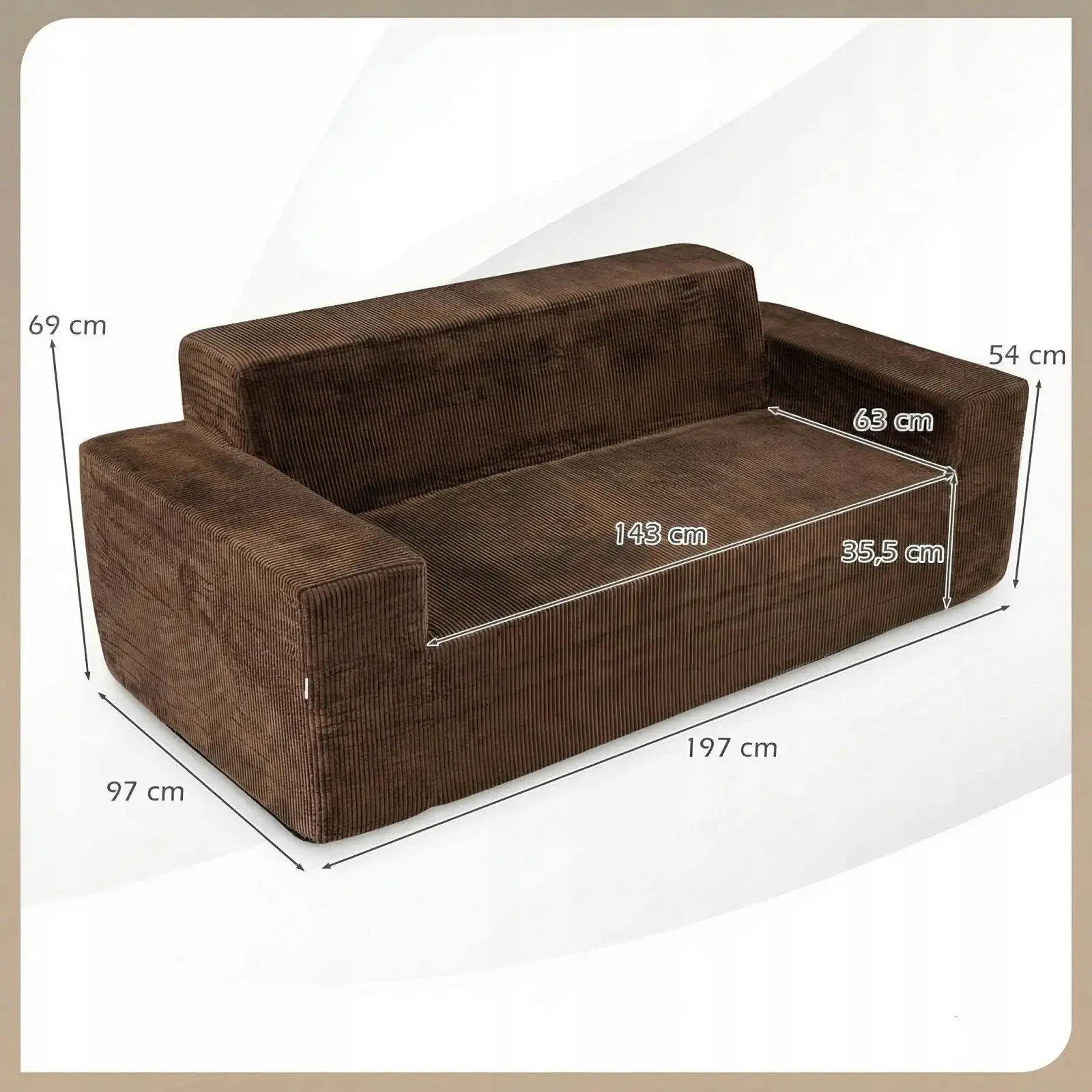 Бескаркасный диван Costway HV10778BN (Brown) - 3