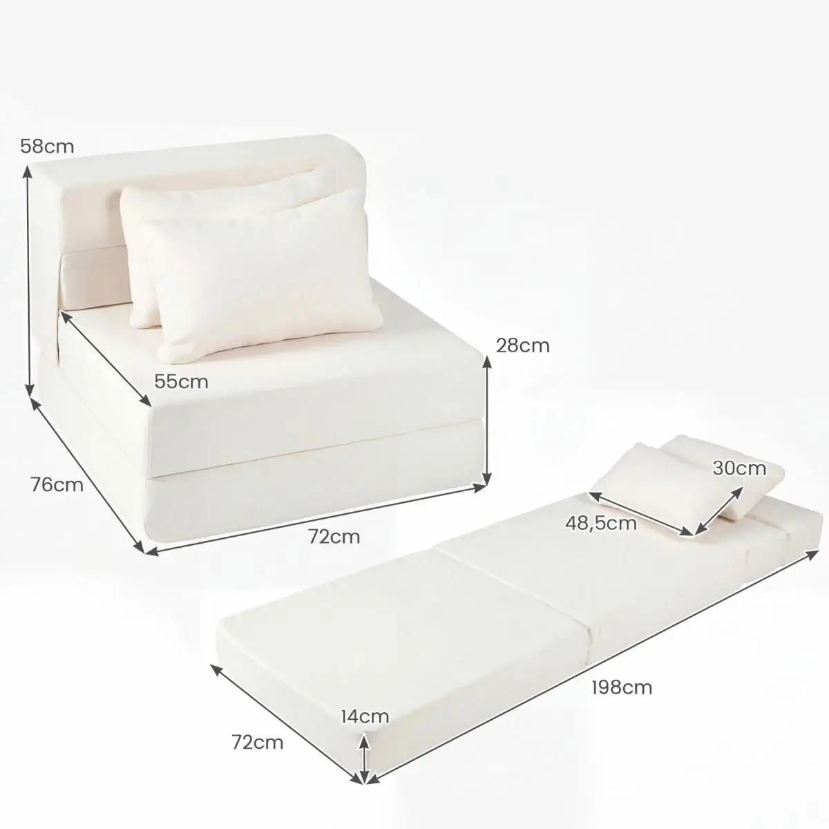 Бескаркасное кресло Costway JV13128BE (Beige) - 3