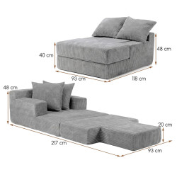Бескаркасное кресло Costway JV13456GR (Grey) Thumb