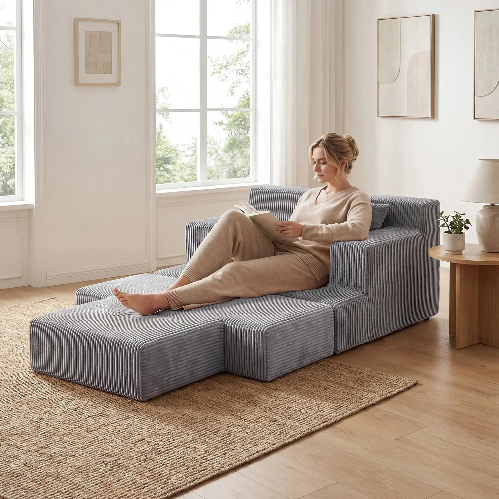 Бескаркасное кресло Costway JV13456GR (Grey) - 4