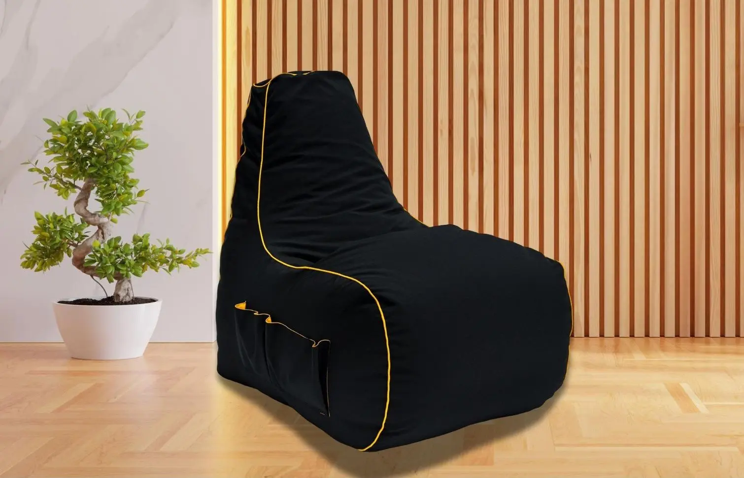 Fotoliu-sac Bean Bag MegaByte 600D BM0473 L (Black/Yellow)