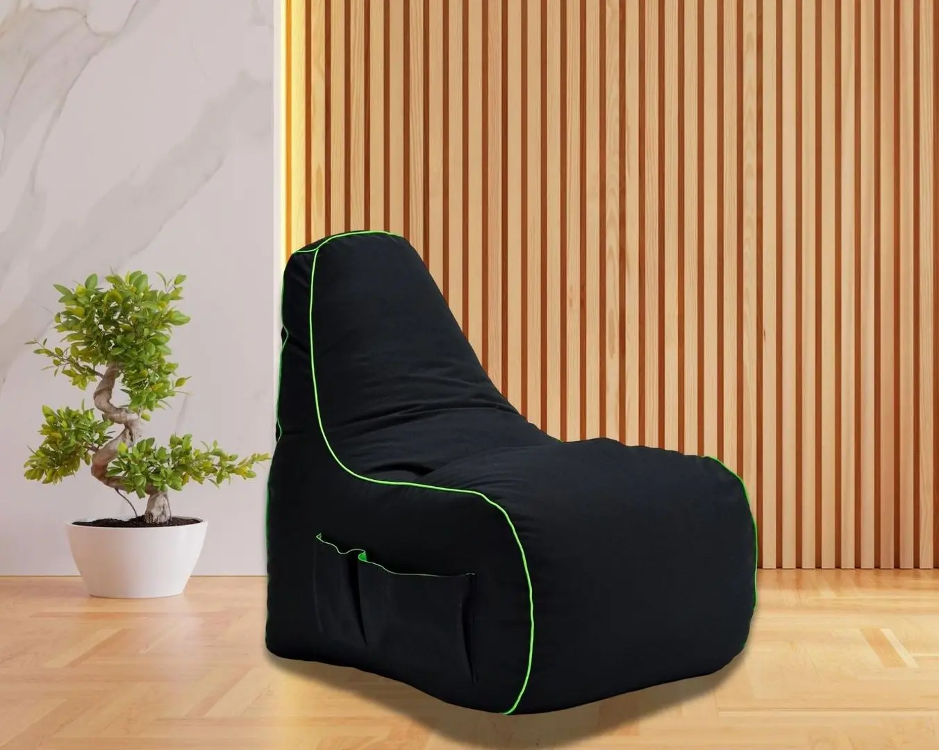 Fotoliu-sac Bean Bag MegaByte 600D BM5811 L (Black/Green)