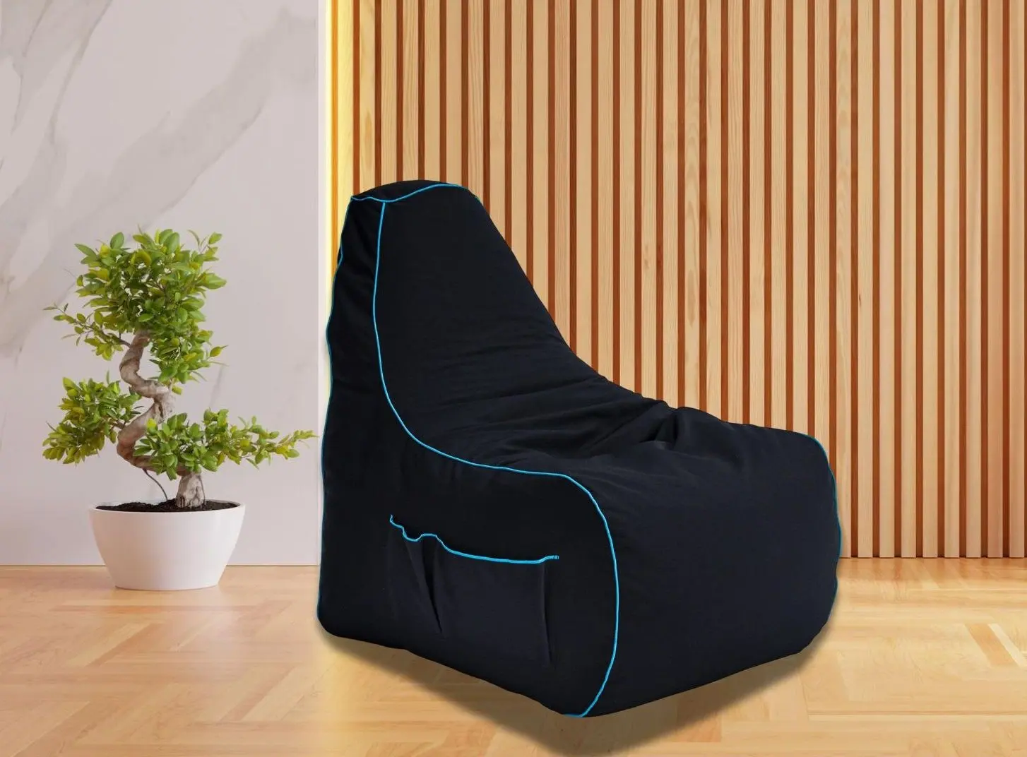 Fotoliu-sac Bean Bag MegaByte 600D BM5814 L (Black/Light Blue)