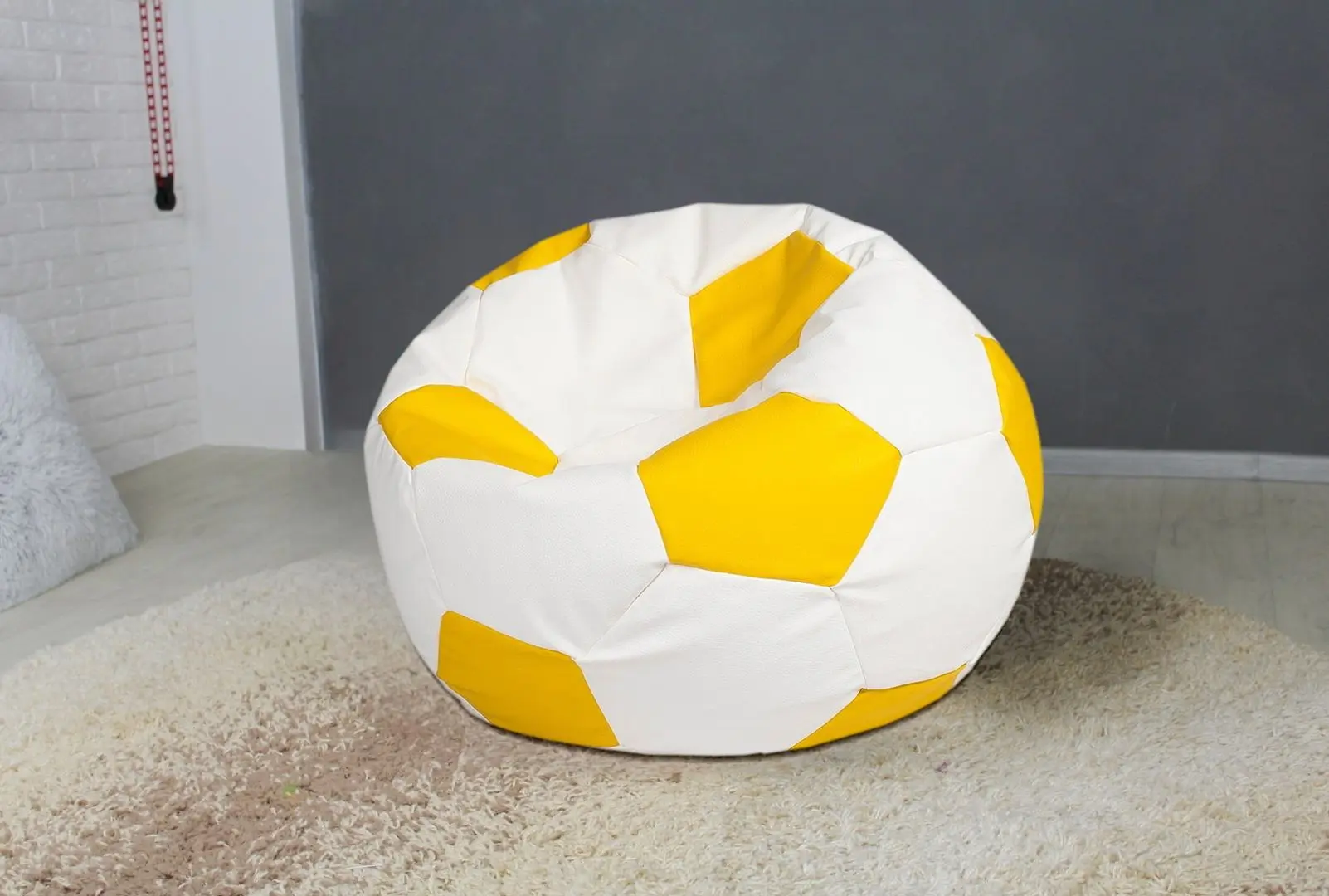 Fotoliu-minge Bean Bag Ares BM0481 XL (White/Yellow)