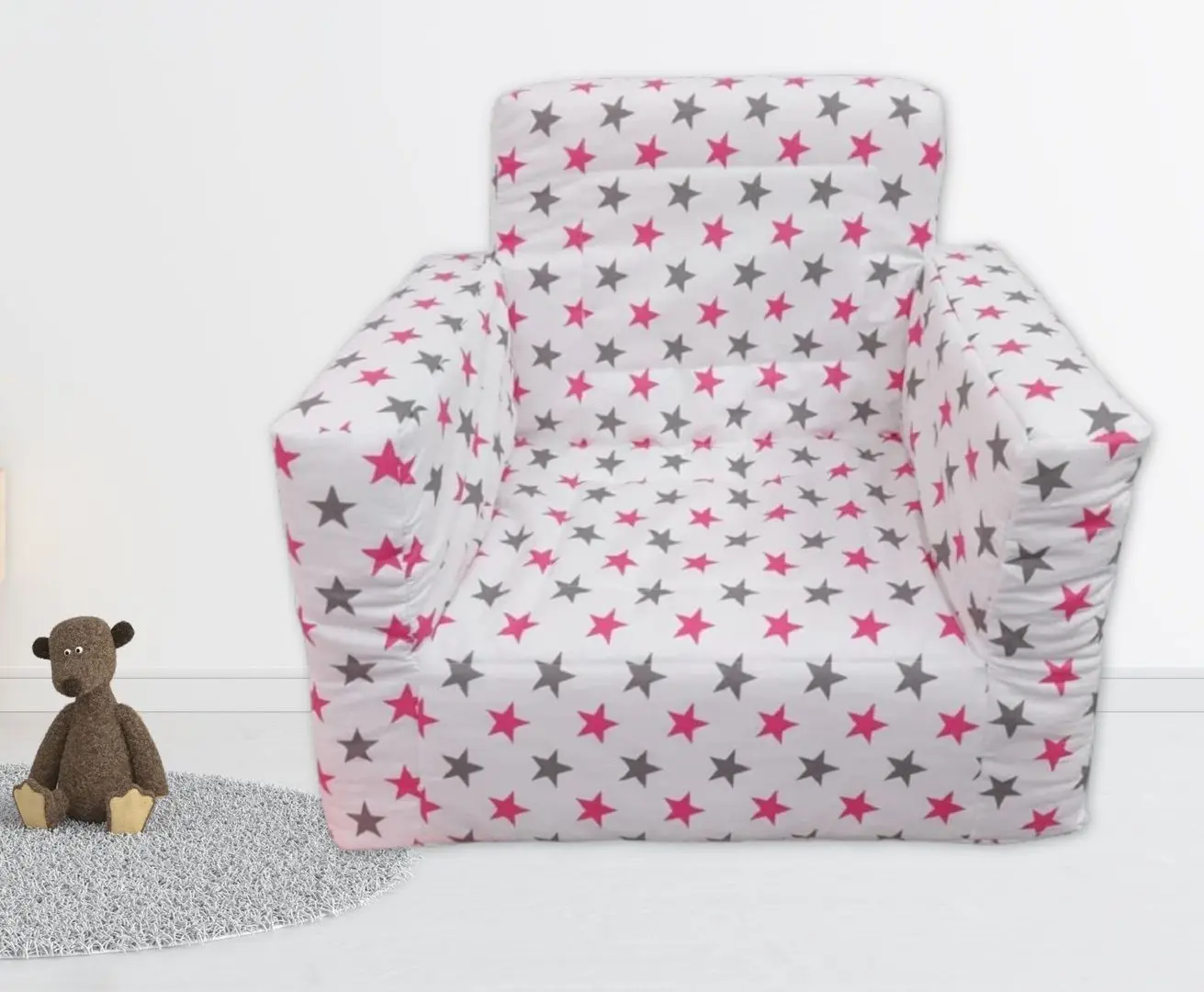 Fotoliu pentru copii MyKids Stars (White/Pink)