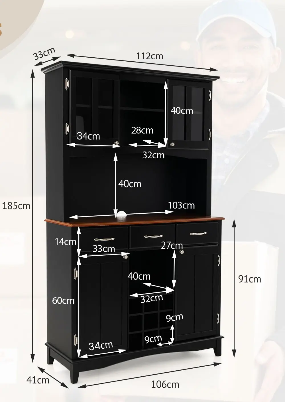 Bufet Costway HW64504BK (Black)