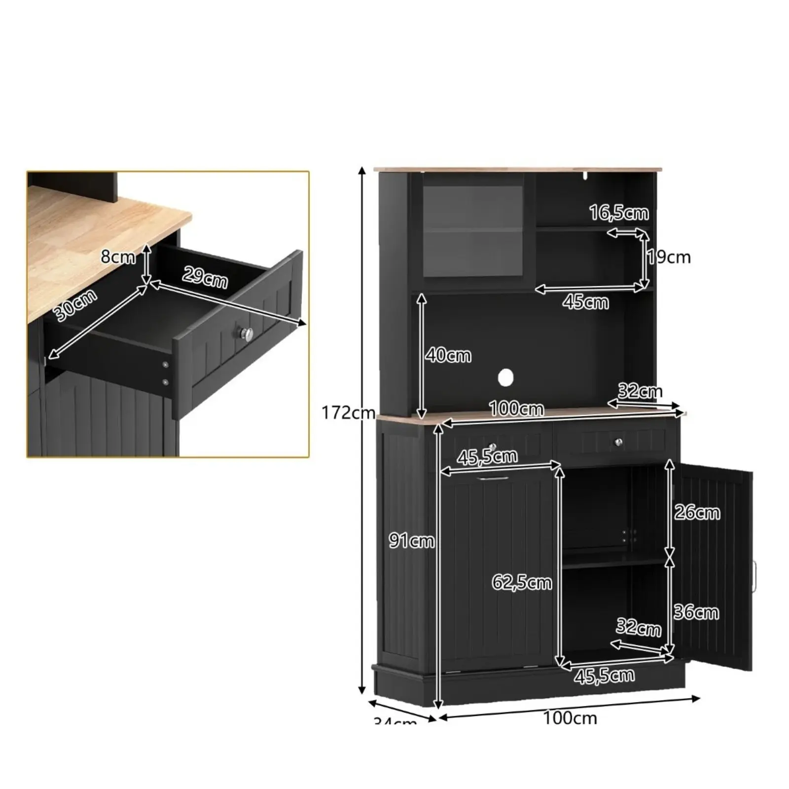 Bufet Costway JV10895DK (Black) - 3