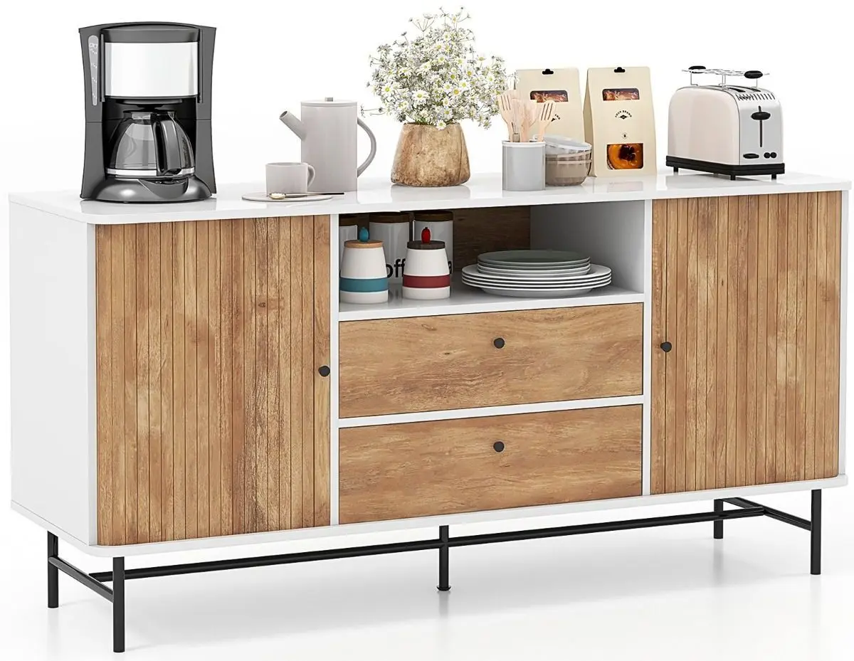 Буфет Costway JV11102WH (White/Natural)