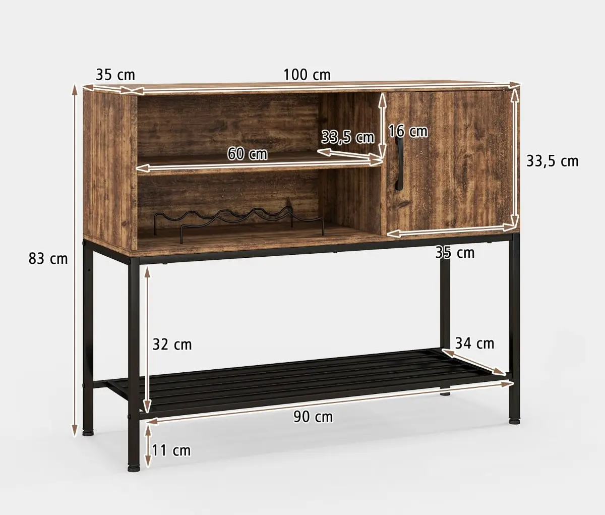 Буфет Costway JV11215CF (Rustic Brown)