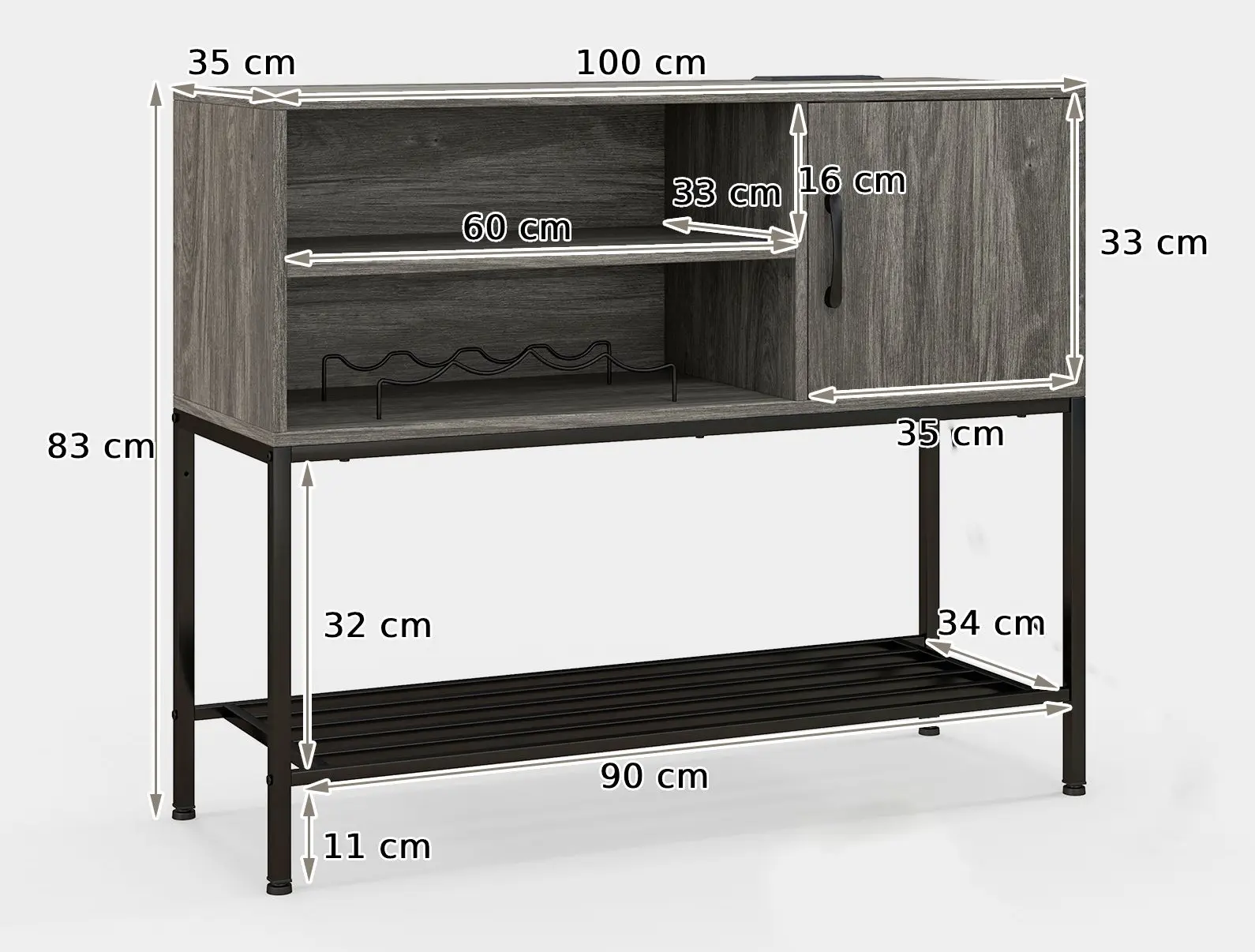 Буфет Costway JV11215GR (Grey)