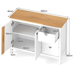 Bufet Costway JV11405WH (White/Natural) Thumb