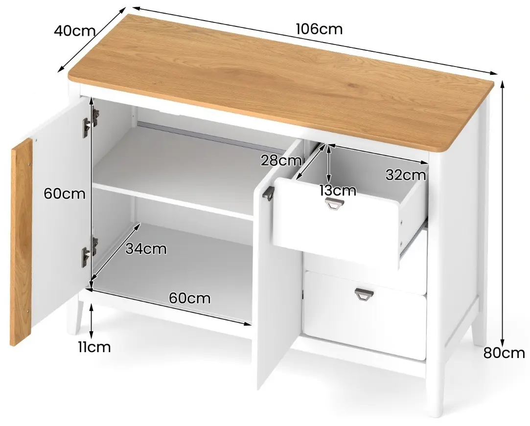 Bufet Costway JV11405WH (White/Natural)