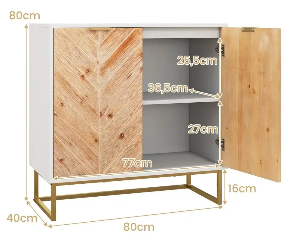 Bufet Costway JV11786WH (White/Gold)