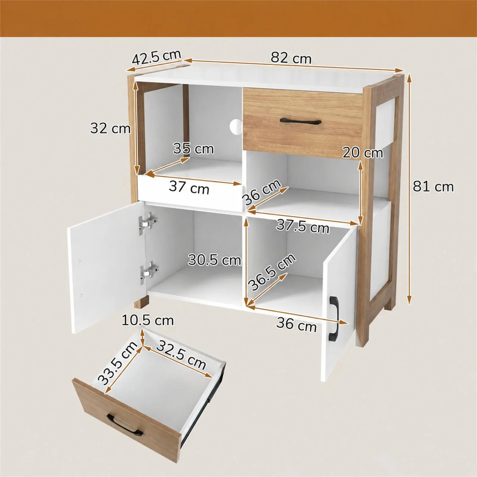 Буфет Costway JV12709WH (White) - 3