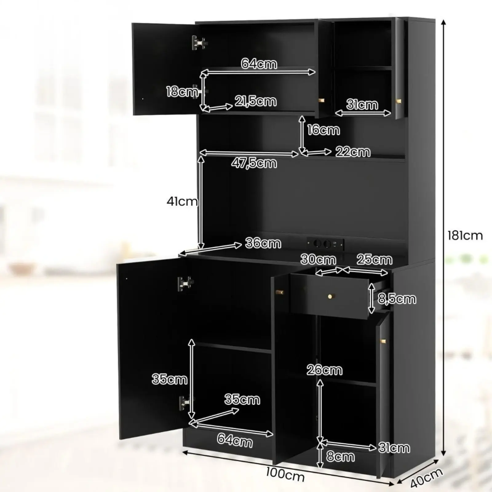 Bufet Costway JV13266DE-DK+ (Black) - 4