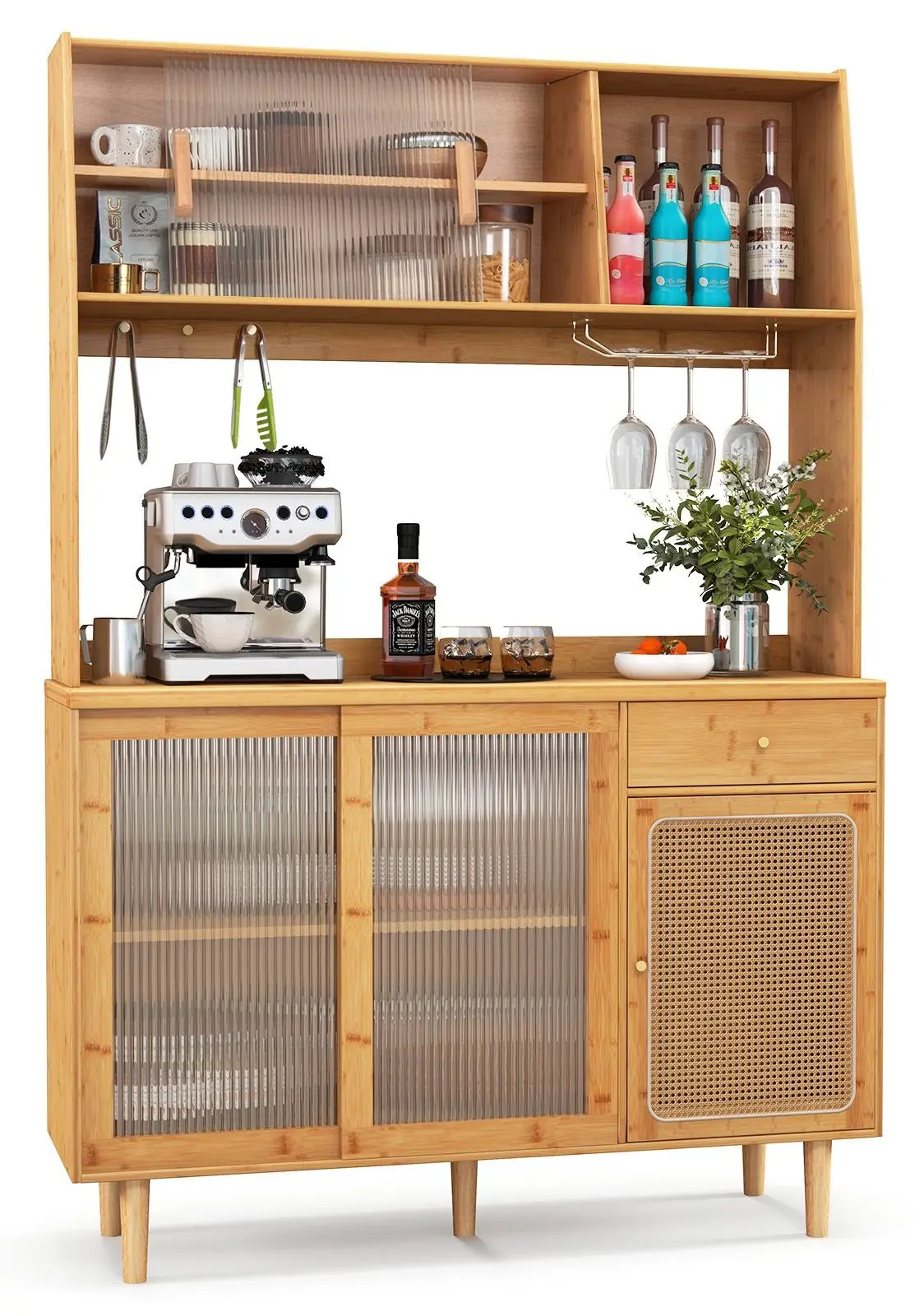 Bufet Costway KC55874NA 120x35x175cm (Natural)