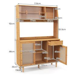 Bufet Costway KC55874NA 120x35x175cm (Natural) Thumb