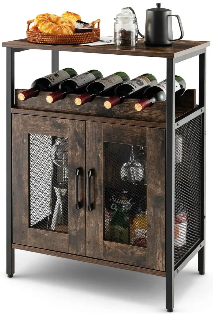 Dulap-vitrina Costway JV10601CF (Brown/Black) - 3