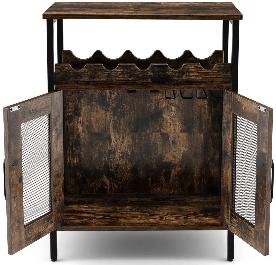 Dulap-vitrina Costway JV10601CF (Brown/Black) - 4