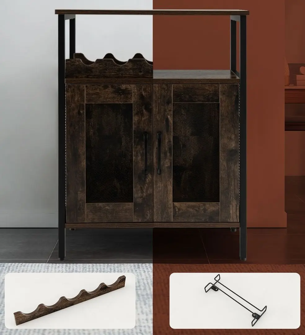 Dulap-vitrina Costway JV10601CF (Brown/Black) - 6