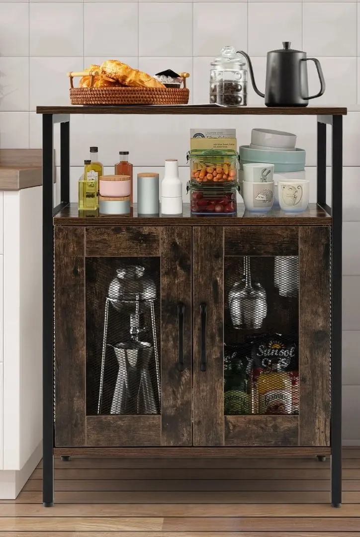 Dulap-vitrina Costway JV10601CF (Brown/Black) - 7