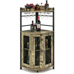 Dulap-vitrina Costway JV10860CF (Rustic Brown) Thumb