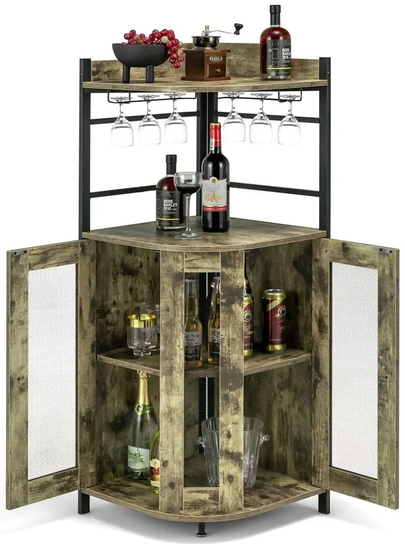 Dulap-vitrina Costway JV10860CF (Rustic Brown) - 3