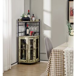 Dulap-vitrina Costway JV10860CF (Rustic Brown) Thumb