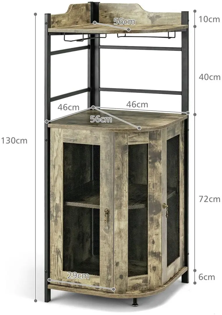 Dulap-vitrina Costway JV10860CF (Rustic Brown) - 4