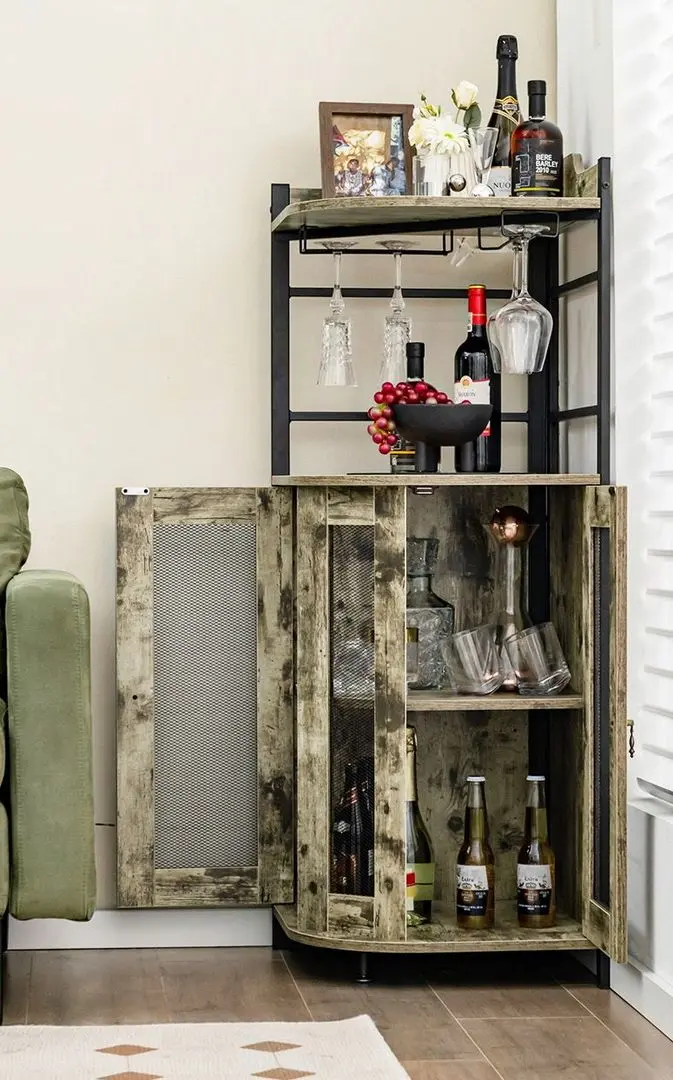 Dulap-vitrina Costway JV10860CF (Rustic Brown) - 6