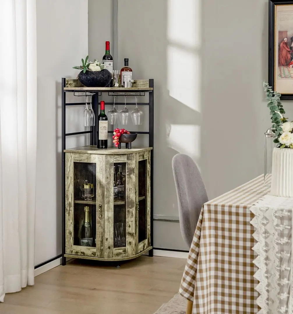 Dulap-vitrina Costway JV10860CF (Rustic Brown)