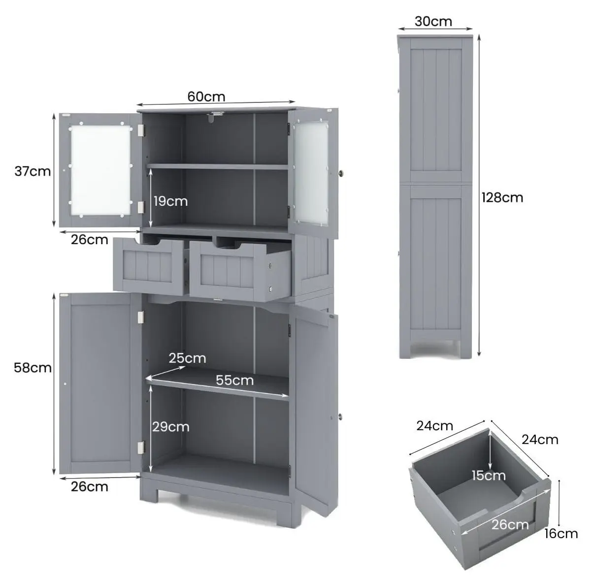 Сервант Costway JV12668GR (Grey)