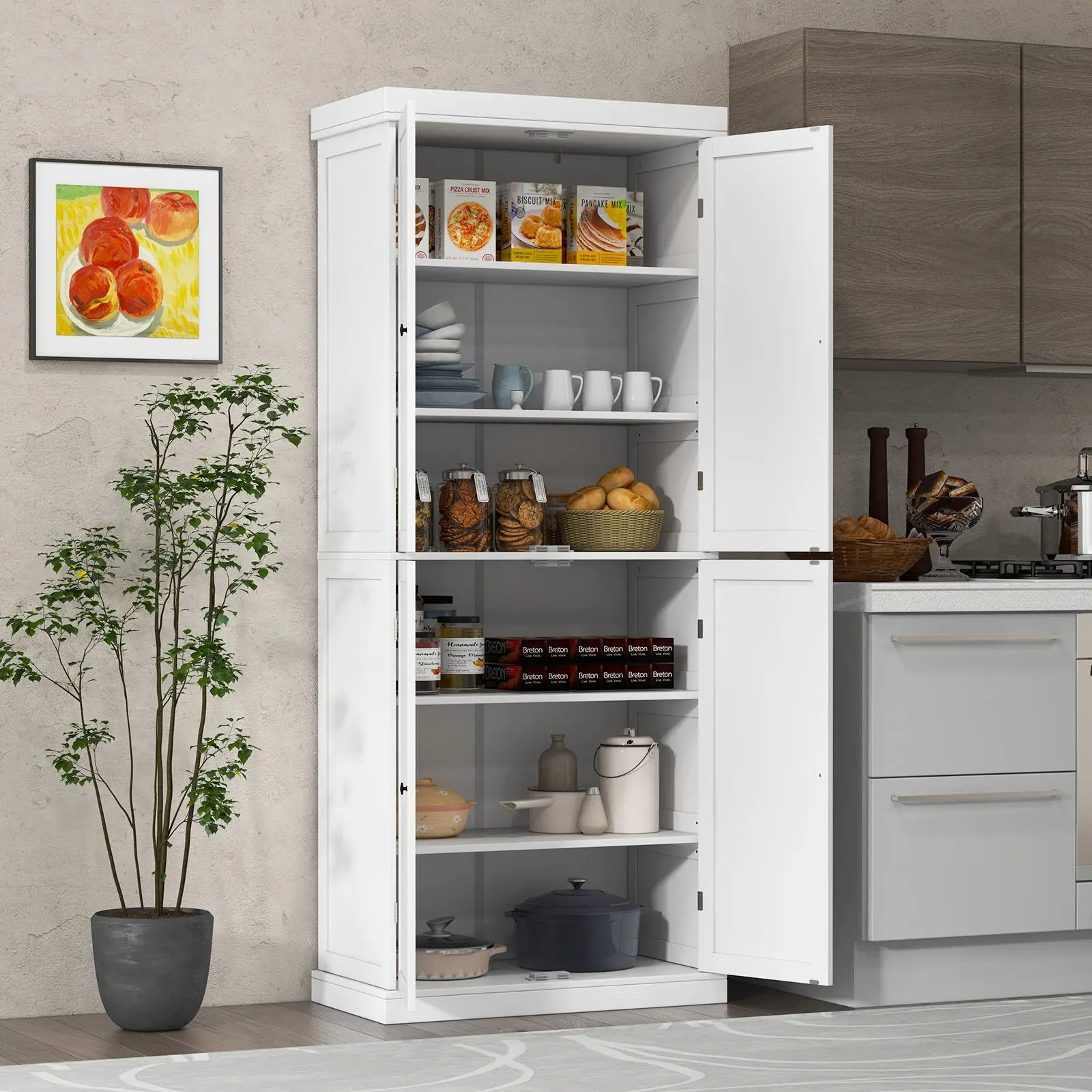 Шкаф-кладовка Costway JV11050WH-12 (White)