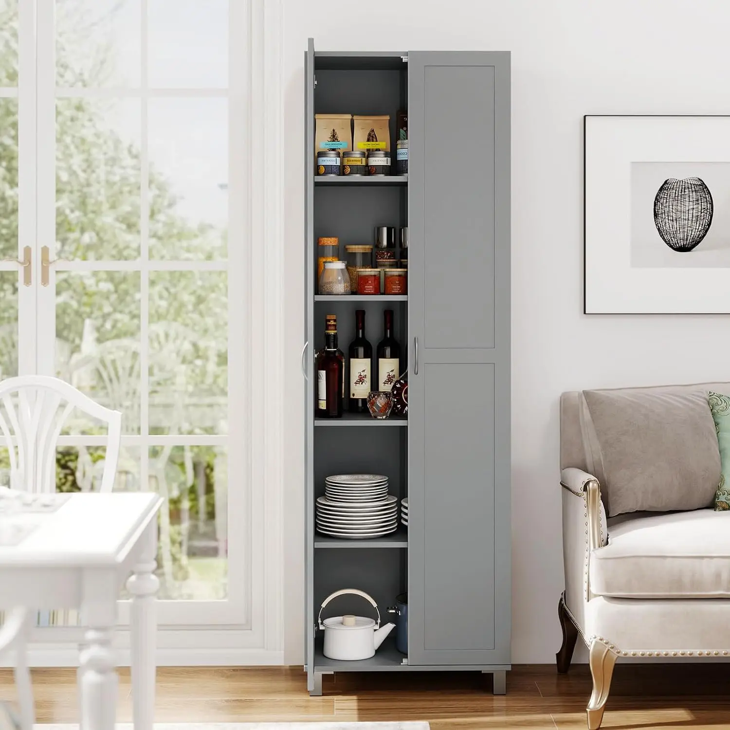 Шкаф-кладовка Costway JV12413GR (Grey) - 5