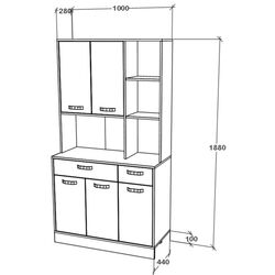 Буфет Haaus Hugo 188x100 cm (Anthracite/White) Thumb