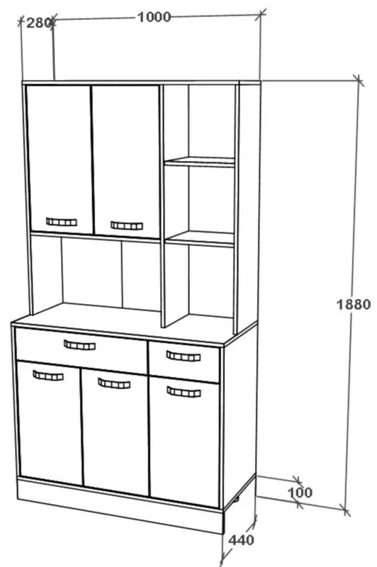 Буфет Haaus Hugo 188x100 cm (Anthracite/White)