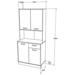 Bufet Haaus Oma 188x44 cm (Anthracite/White) Thumb