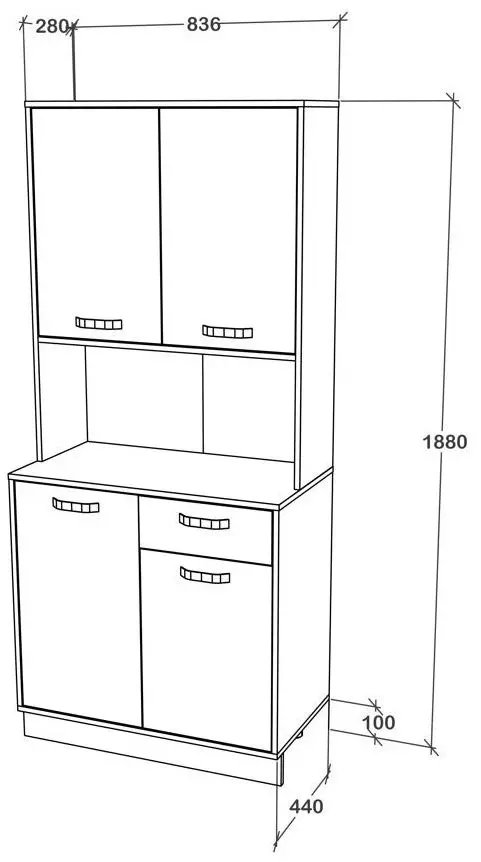 Bufet Haaus Oma 188x44 cm (Anthracite/White)