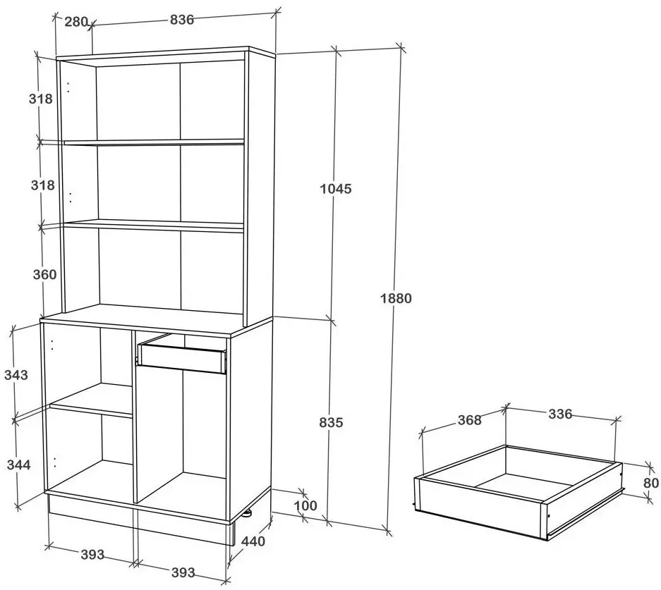 Bufet Haaus Oma 188x44 cm (Anthracite/White)