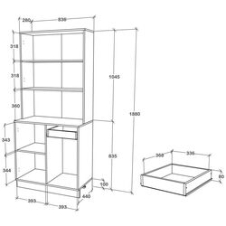 Bufet Haaus Oma 188x44 cm (Artisan Oak/White) Thumb