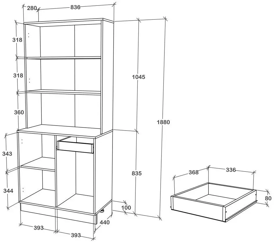 Bufet Haaus Oma 188x44 cm (Artisan Oak/White)