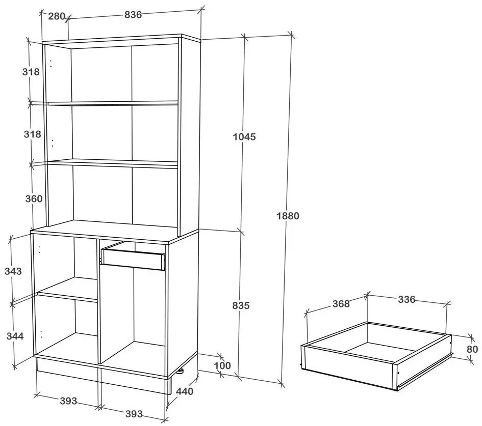 Bufet Haaus Oma 188x44 cm (Petrol/White)
