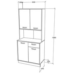 Bufet Haaus Oma 188x44 cm (Sonoma Oak Dark/White) Thumb