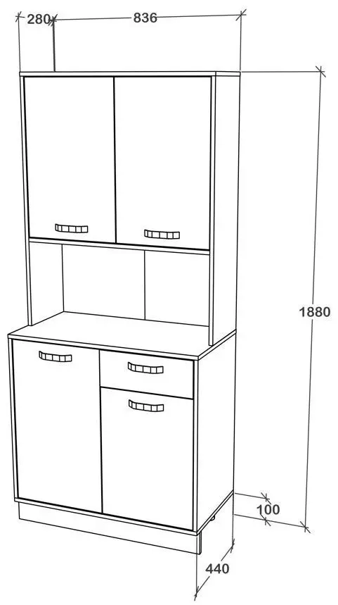 Bufet Haaus Oma 188x44 cm (Sonoma Oak Dark/White)