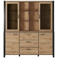 Bufet modular Helvetia Aktiv 24TWLK76 (Black Matt/Taurus Oak)