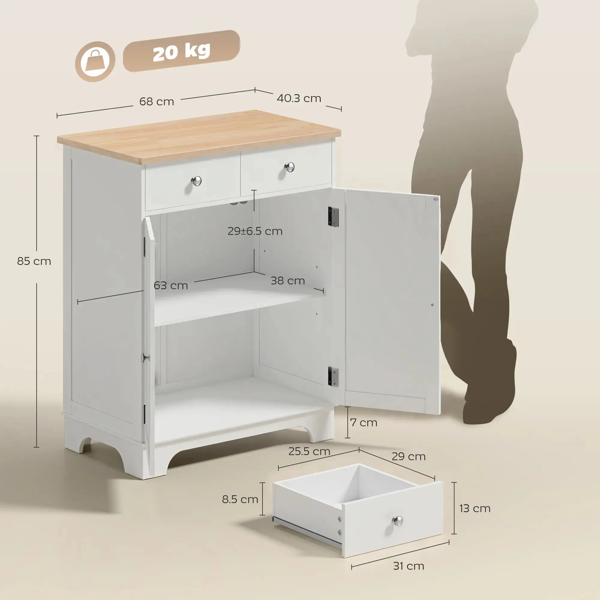 Буфет Homcom 835-144 (White/Natural) - 4