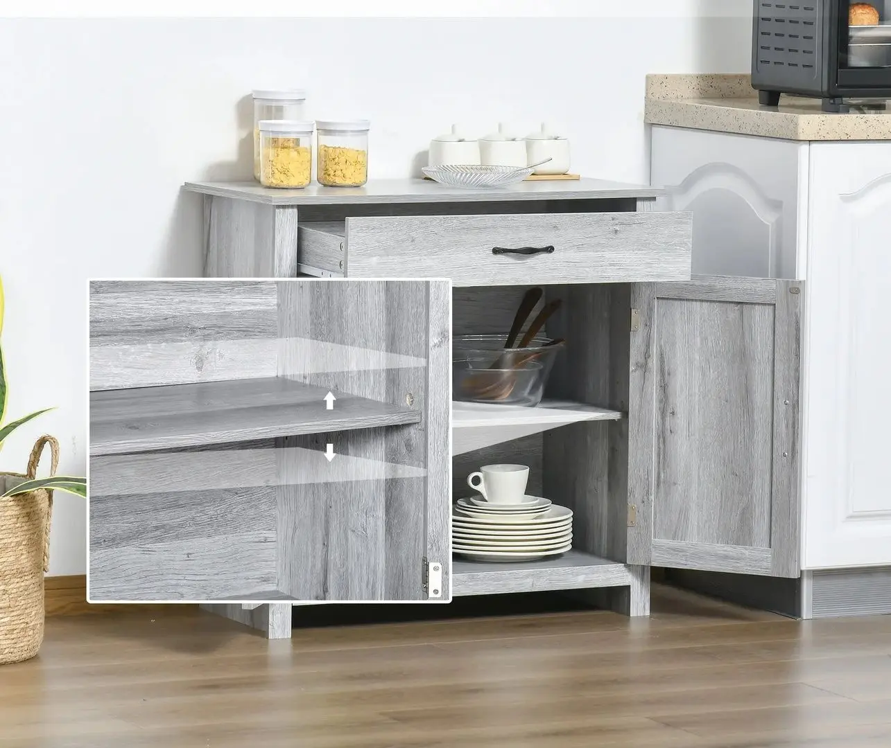 Bufet Homcom 835-468 80x80x39 cm (Grey)