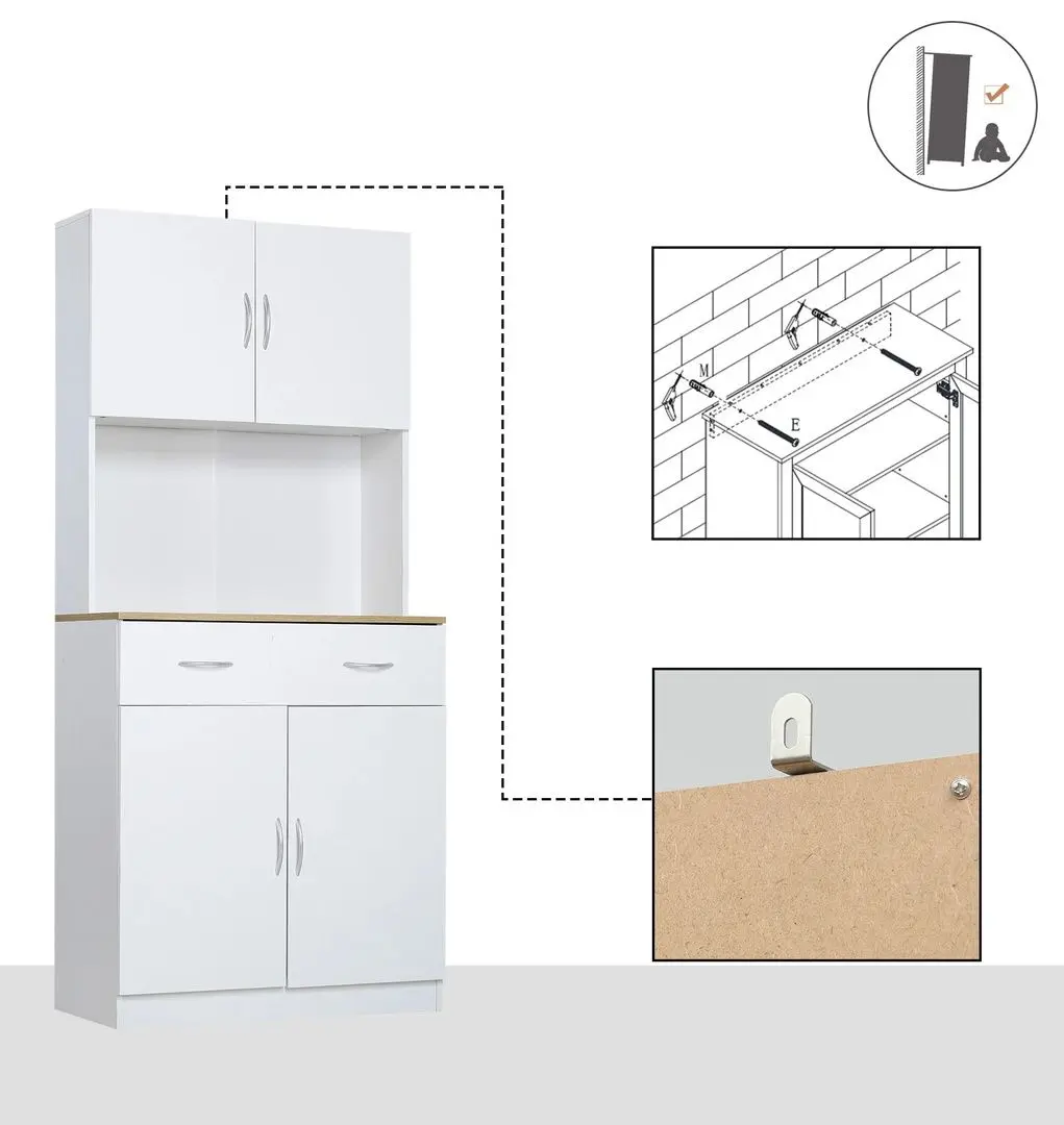 Буфет Homcom 835-538 80x40x180 cm (White/Oak)
