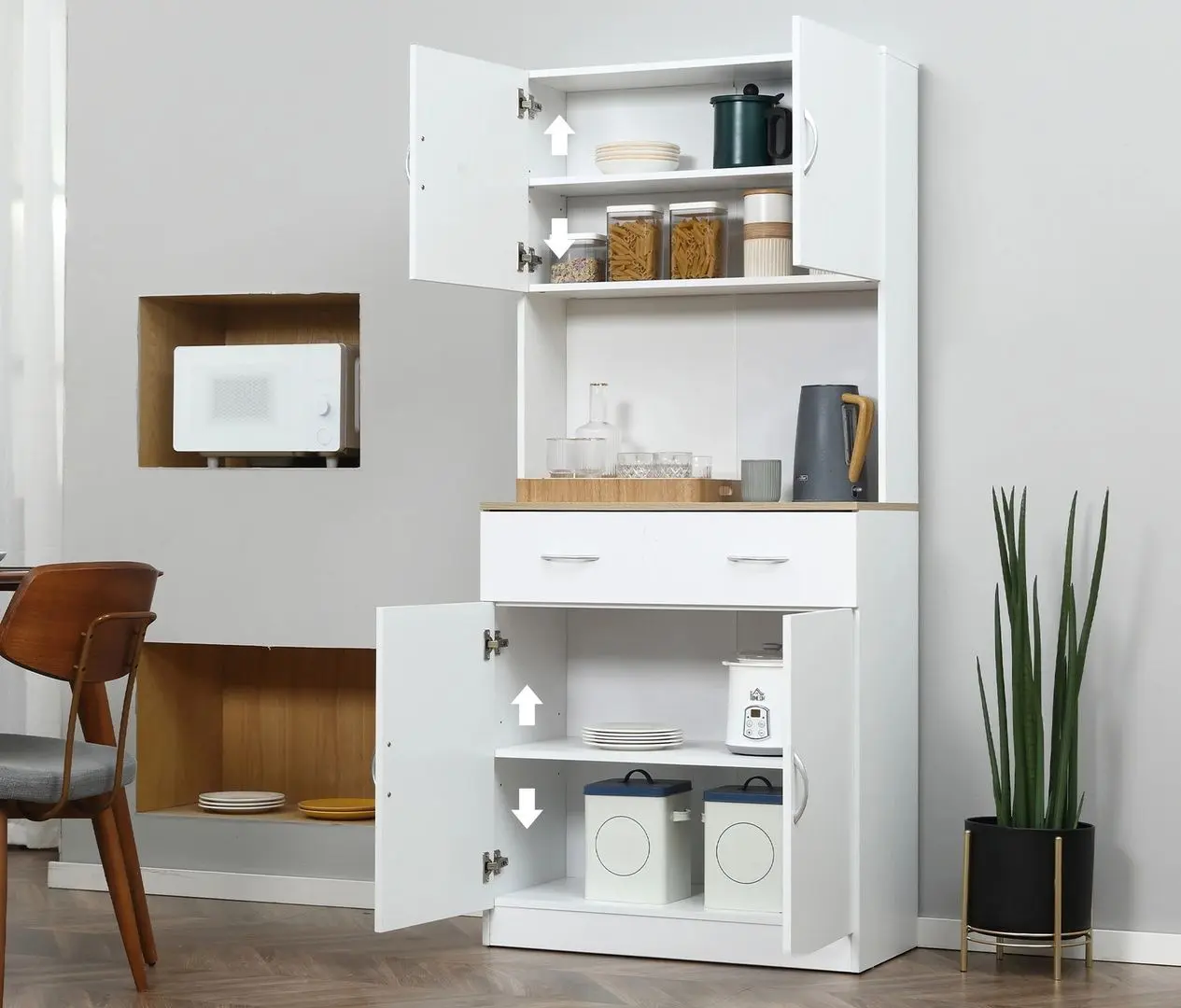 Буфет Homcom 835-538 80x40x180 cm (White/Oak)