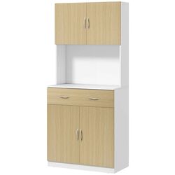 Буфет Homcom 835-538V80ND 80x40x180 cm (White/Natural Oak) Thumb
